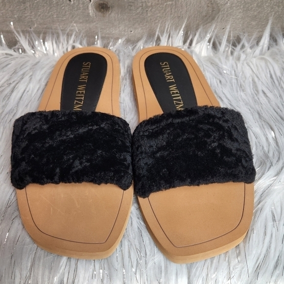 NWOB Stuart Weitzman Cammy Shearling-Strap Slide Sandals | 8.5 - Picture 6 of 9